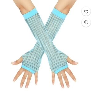 Light Blue Fishnet Fingerless Gloves 1 Pair 80s Inspired Fashion Accessories NWT